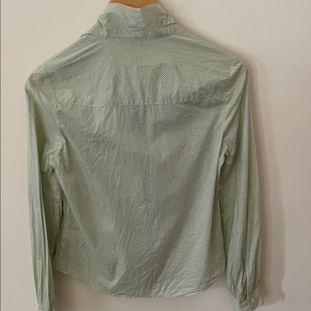 Old Navy Light Green Geometric Top with front tie XS - Picture 2 of 5